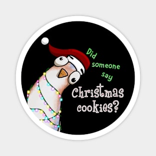 Curious Peeking Christmas Pigeon Looking for Cookies Magnet